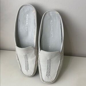 Rockport White Leather Moccasin Slip-Ons